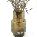 Art Amber Ribbed Glass Vase Holder Lilin Besar